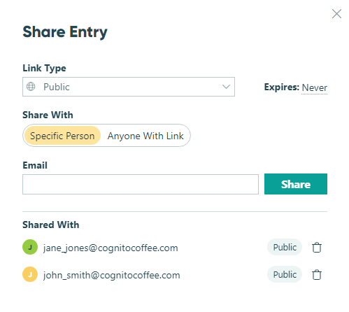 View the people you've shared a link with.