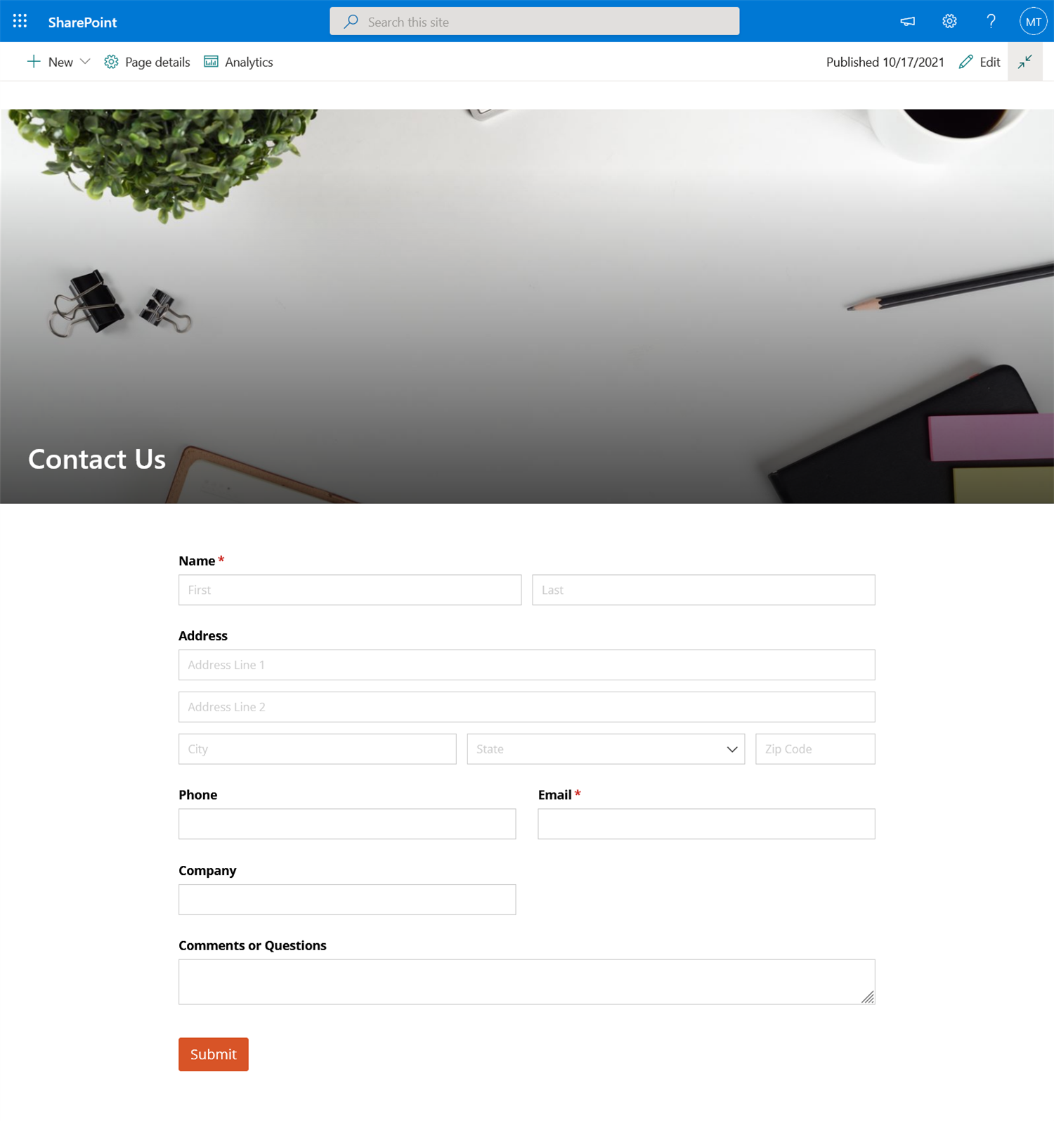 SharePoint form preview