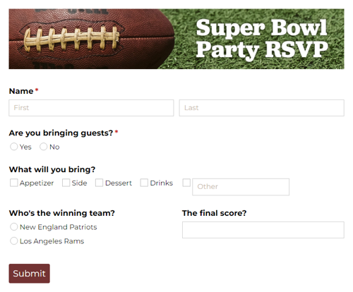 Super Bowl Party RSVP