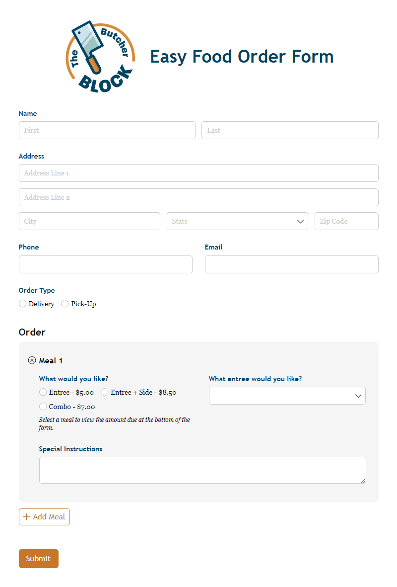 Free Restaurant Form Templates Cognito Forms Free Restaurant Form Templates Cognito Forms