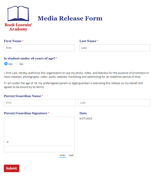 Media Release Form