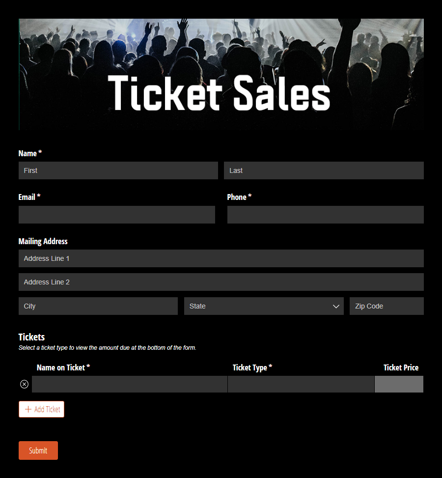 Free Basic Ticket Order Form Template - Cognito Forms