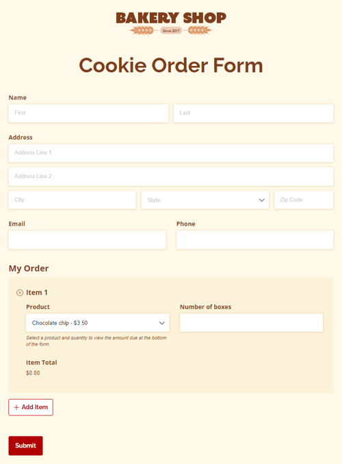 Cookie Order Form