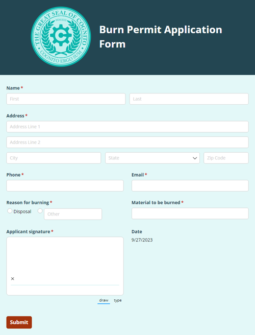 Burn Permit Application Form