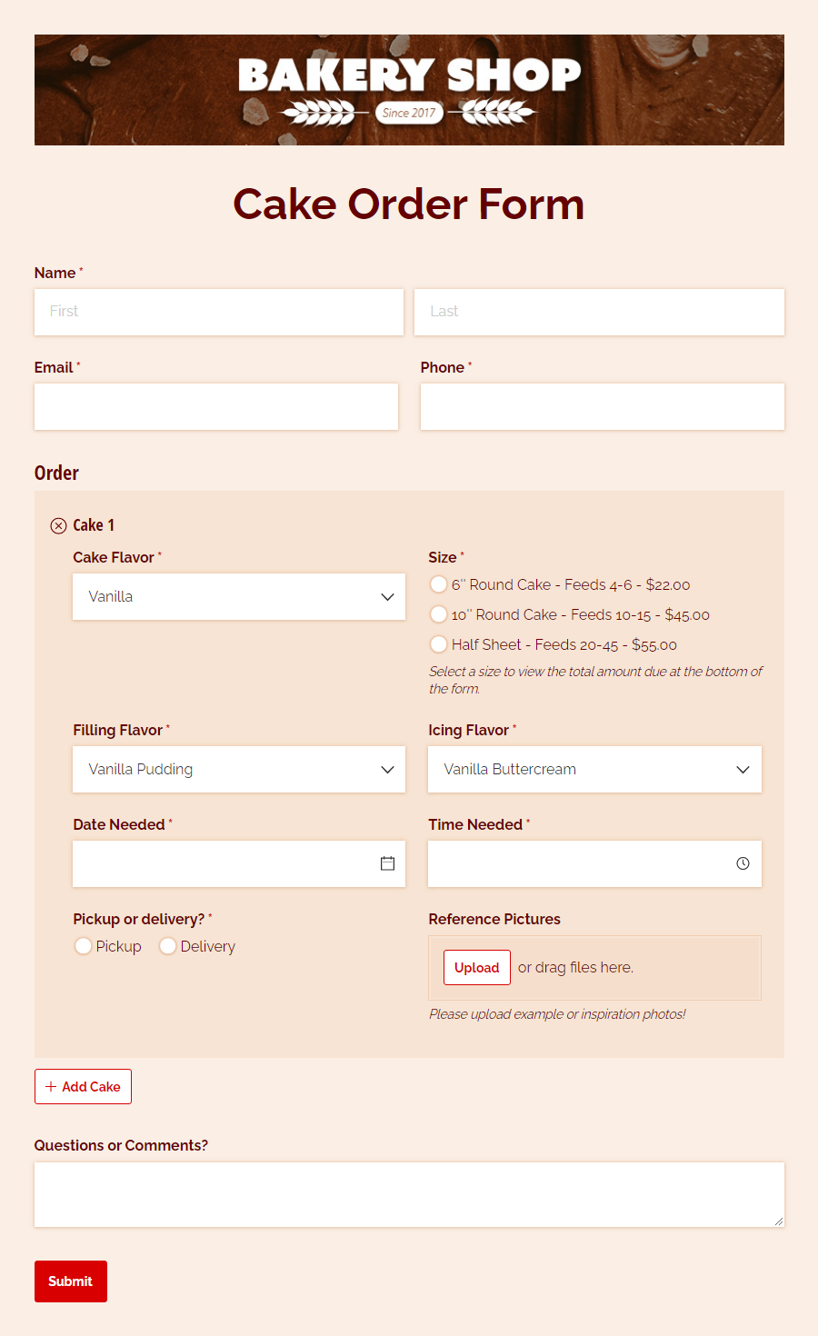 restaurant purchase order form