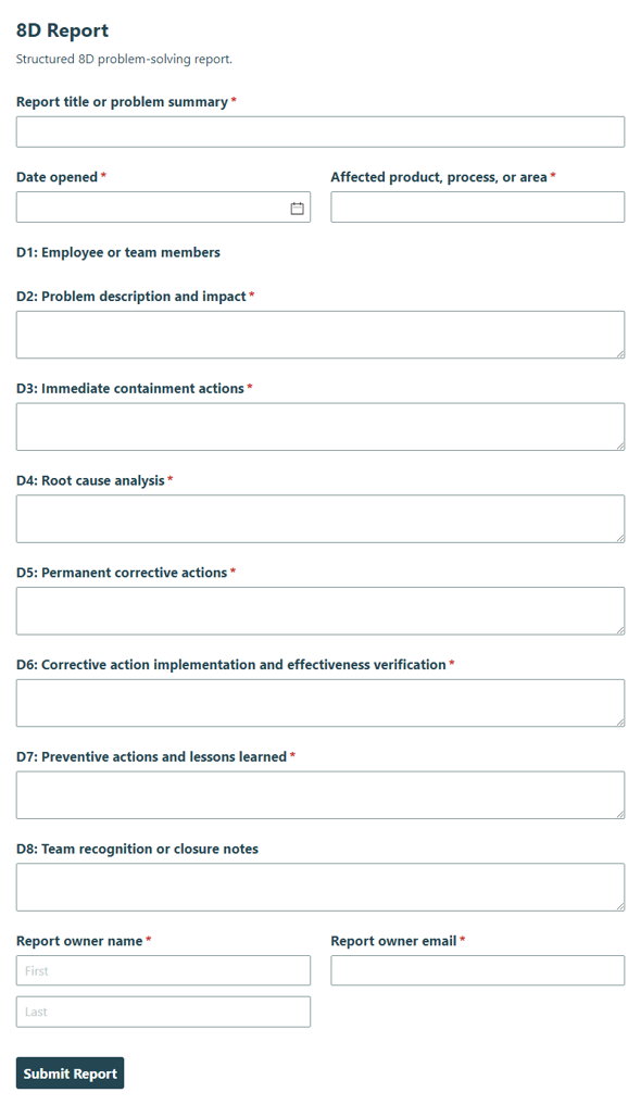 Go to 8D Report template