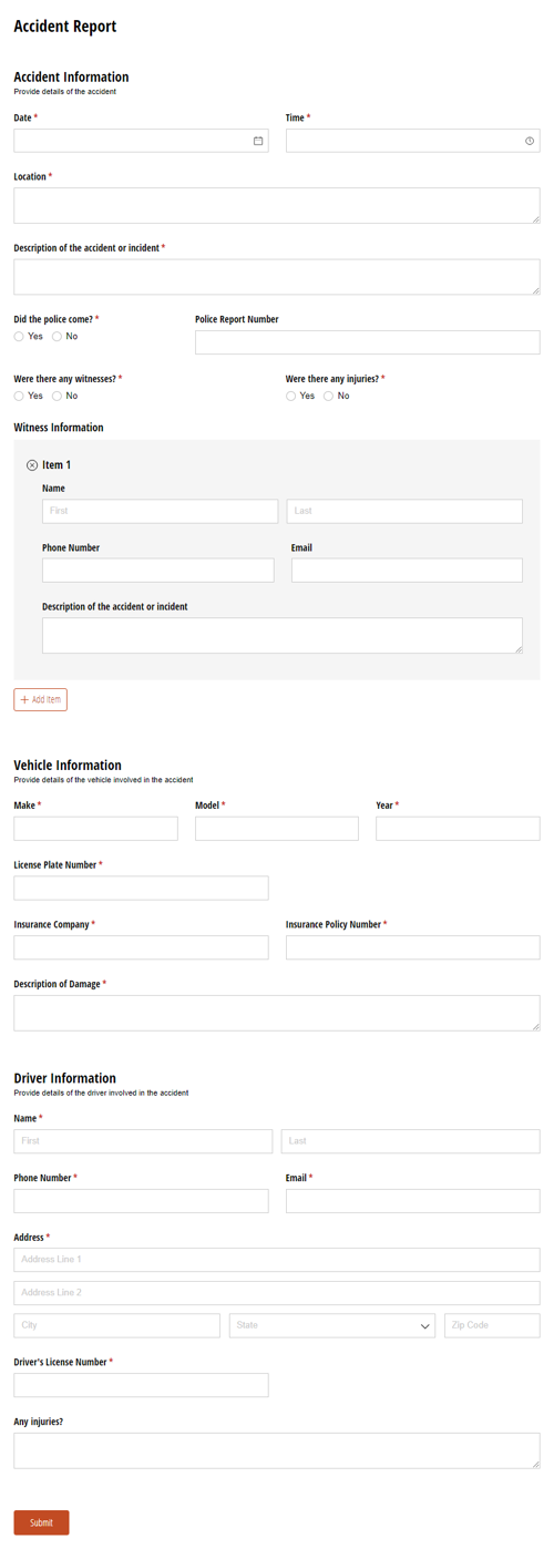 Go to Accident Report template