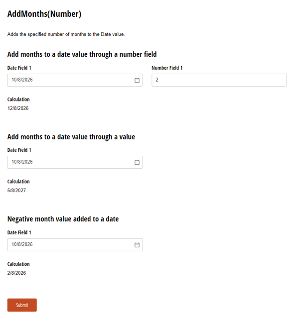 Go to AddMonths(Number) template