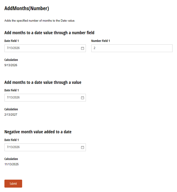 Go to AddMonths(Number) template