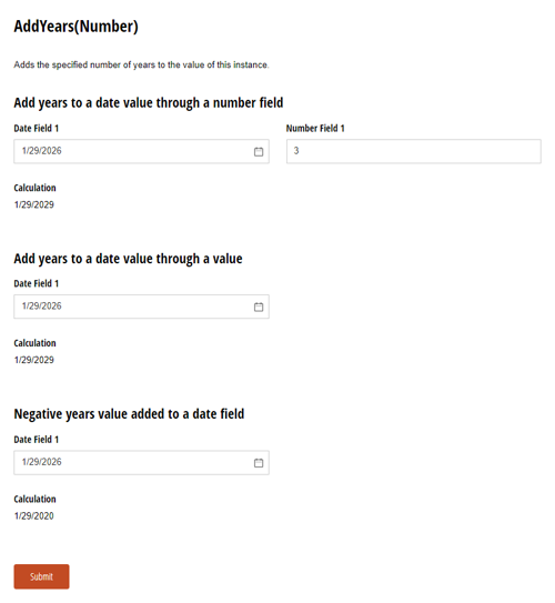 Go to AddYears(Number) template