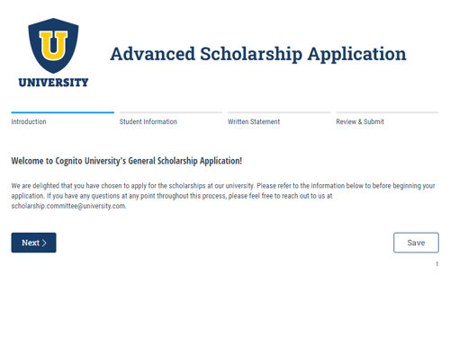 Go to Advanced Scholarship Application template