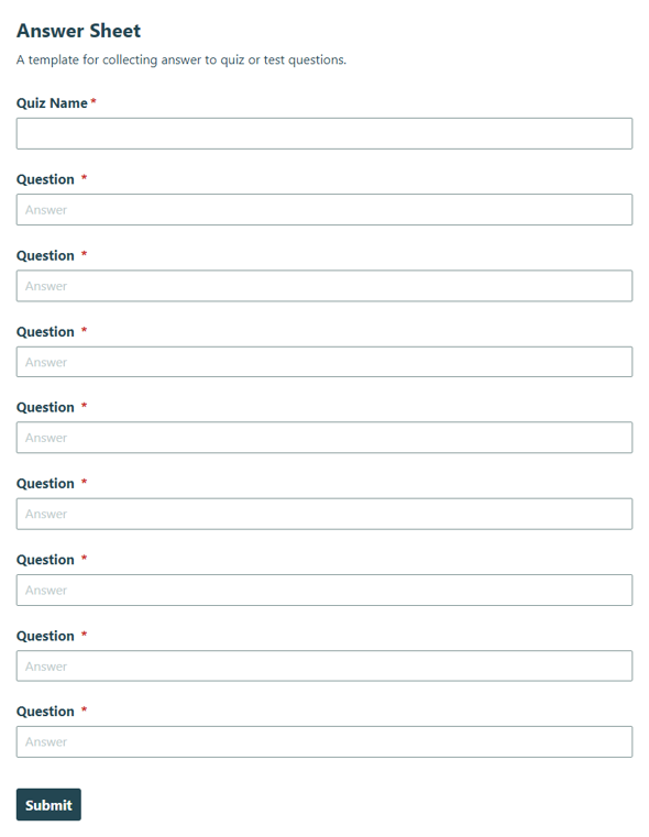 Go to Answer Sheet template