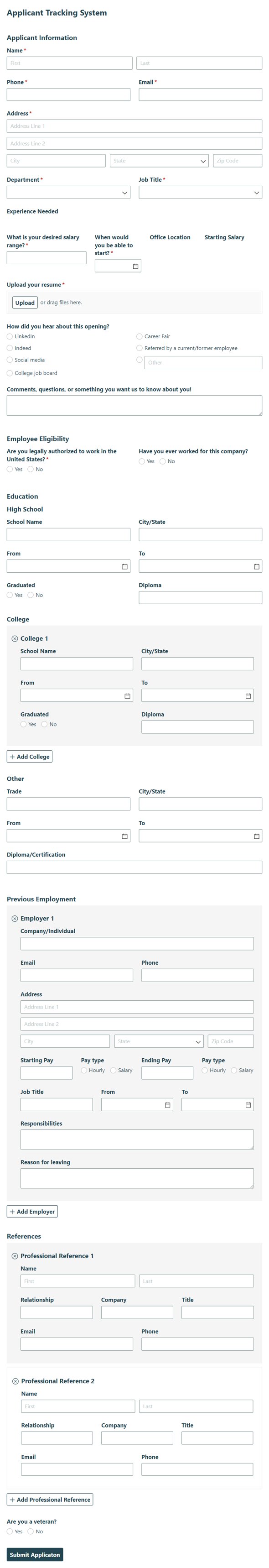 Go to Applicant Tracking System template
