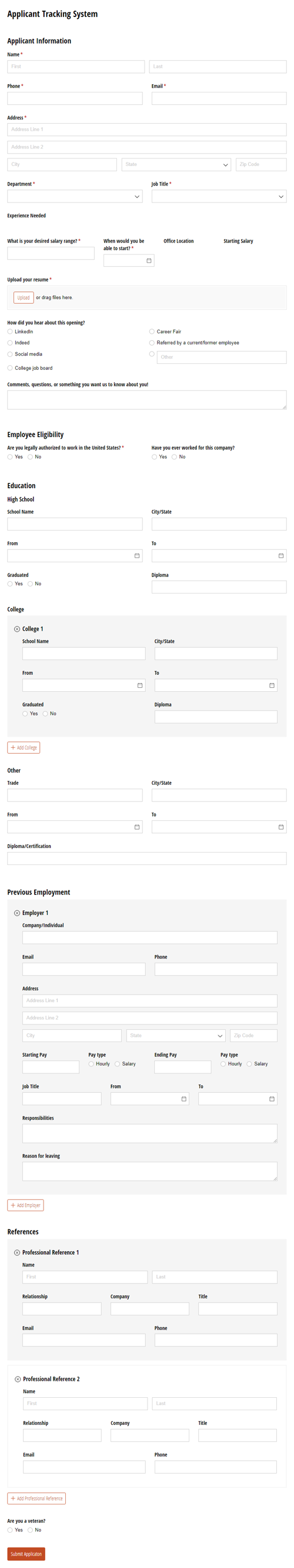 Go to Applicant Tracking System template