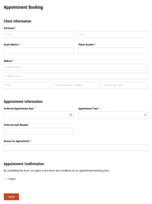 Go to Appointment Booking template