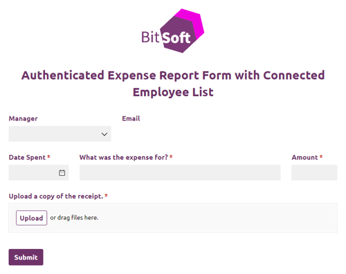 Go to Authenticated Expense Report Form with Connected Employee List template