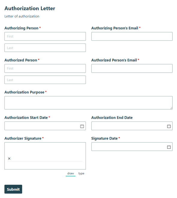 Go to Letter of Authorization template