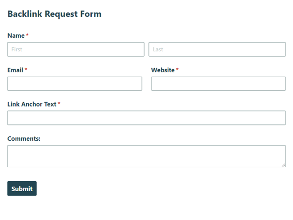 Go to Backlink Request Form template