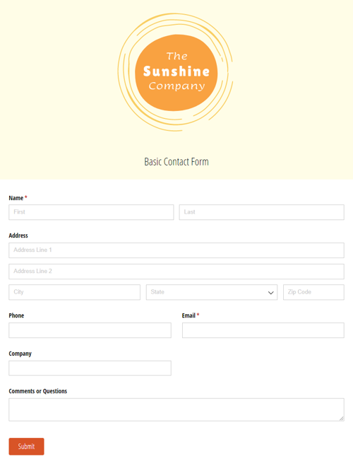 Go to Basic Contact Form template