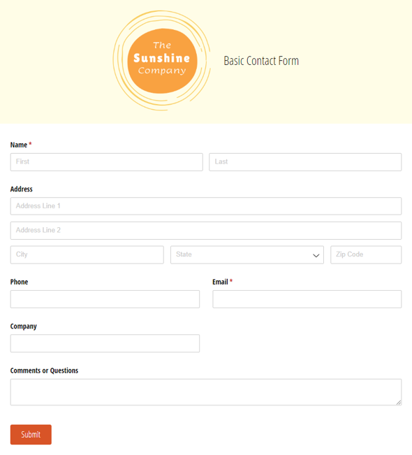 Go to Basic Contact Form template