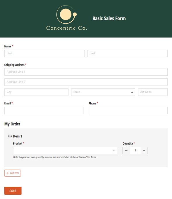 Go to Basic Sales Form template
