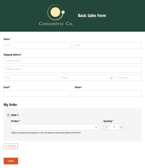 Go to Basic Sales Form template