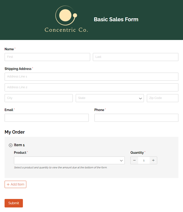 Go to Basic Sales Form template