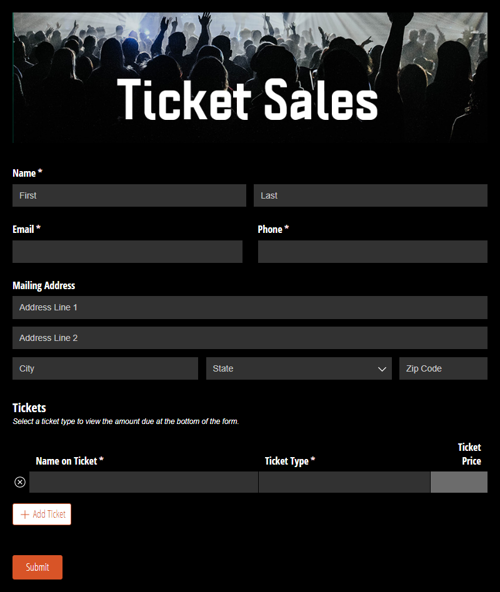 Go to Basic Ticket Order Form template
