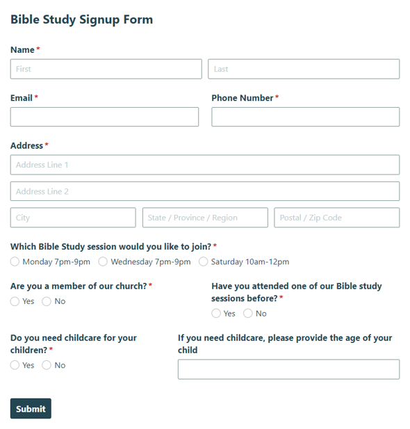 Go to Bible Study Signup template