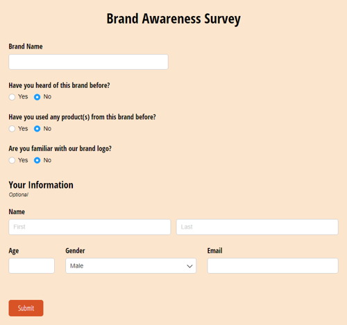 Go to Brand Awareness Survey template