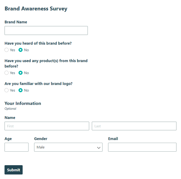 Go to Brand Awareness Survey template
