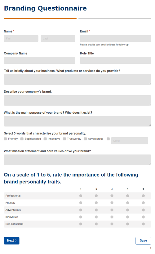 Go to Branding Questionnaire template