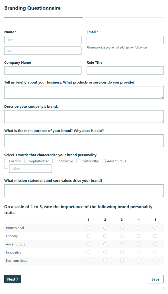 Go to Branding Questionnaire template
