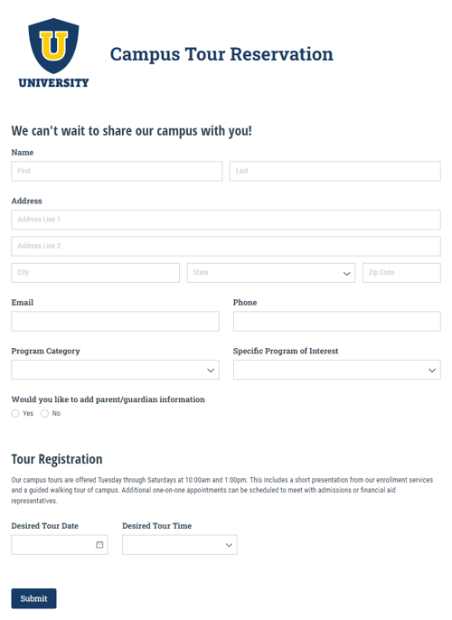 Go to Campus Tour Reservation Form template