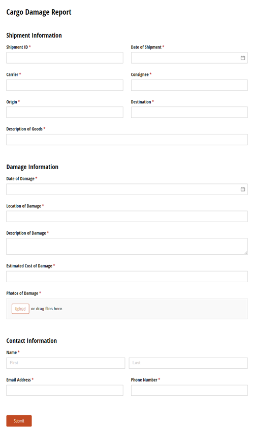 Go to Cargo Damage Report template