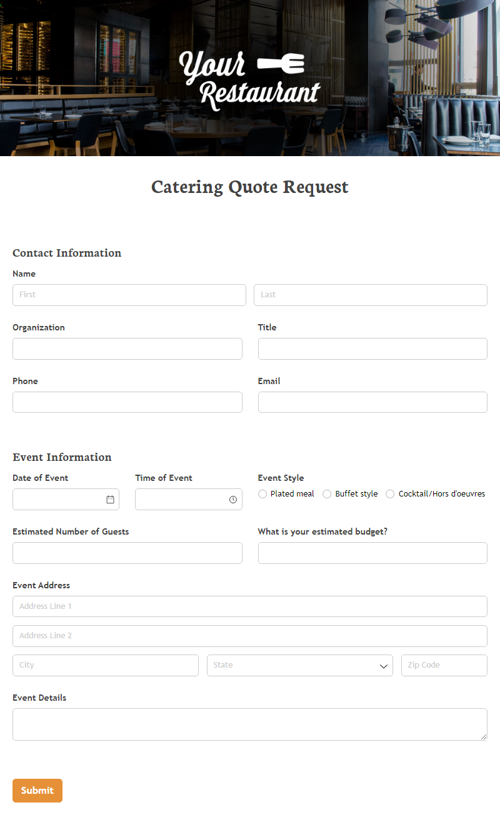 Go to Catering Quote Request template