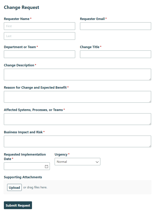 Go to Change Request template
