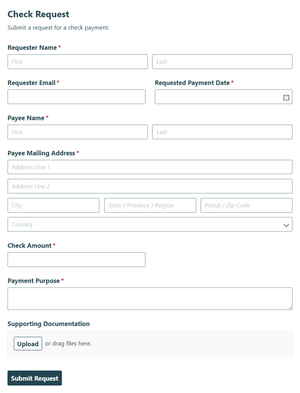 Go to Check Request template