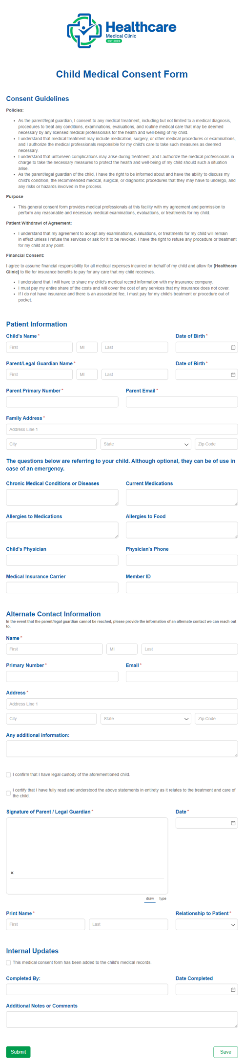 Go to Child Medical Consent Form template