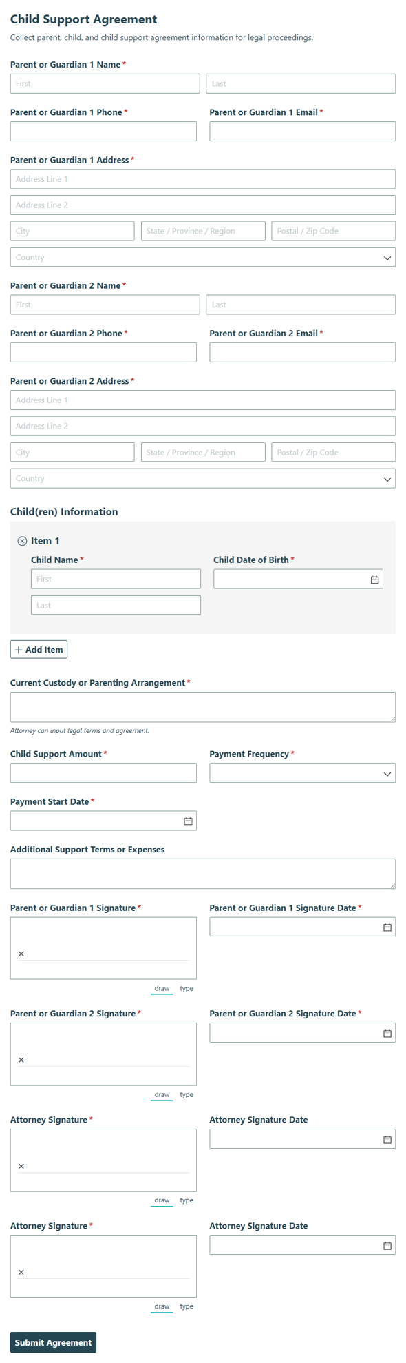 Go to Child Support Agreement template