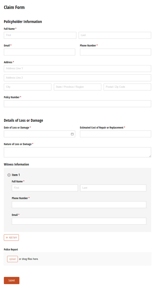 Go to Claim Form template