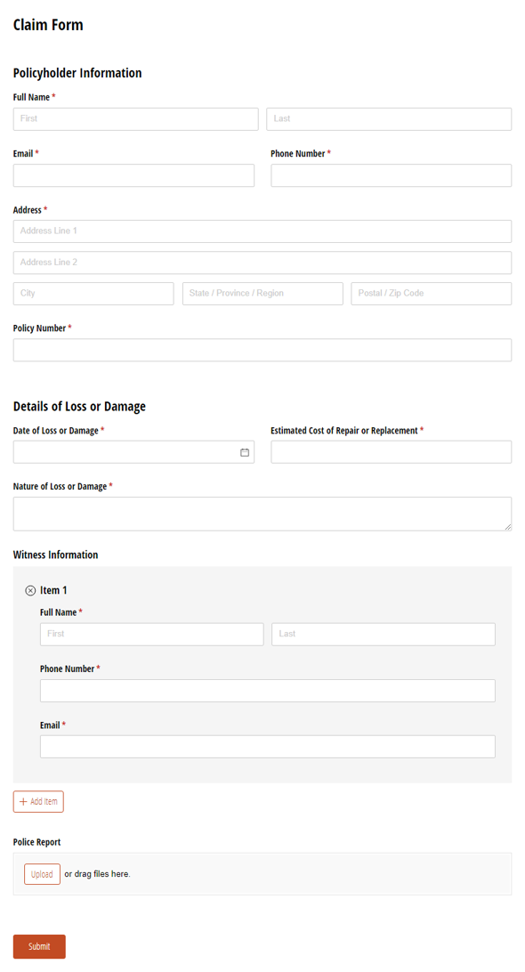 Go to Claim Form template