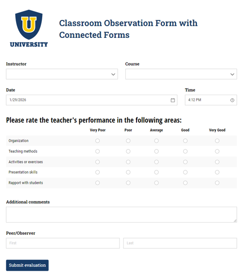 Go to Classroom Observation Form with Connected Course Form template