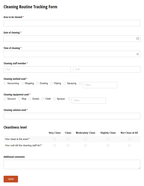 Go to Cleaning Log template