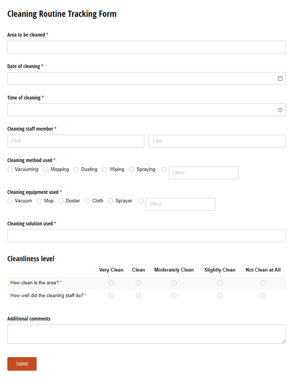 Go to Cleaning Log template