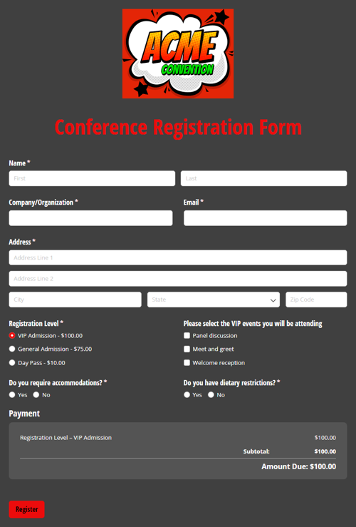 Go to Conference Registration Form template