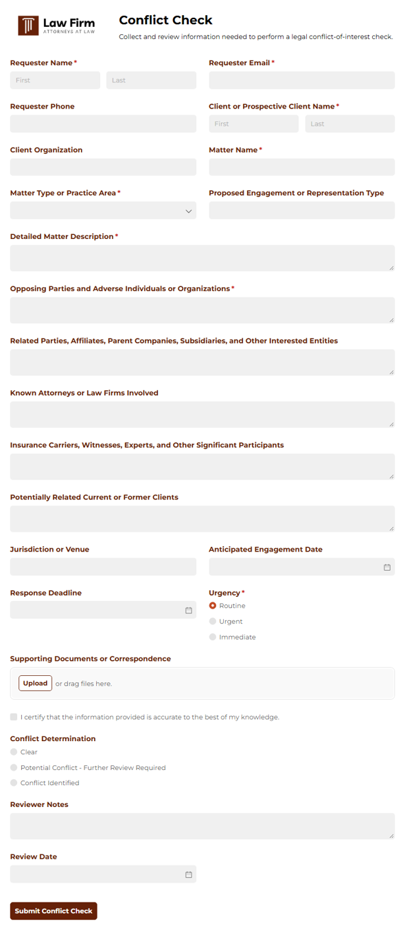 Go to Conflict Check template