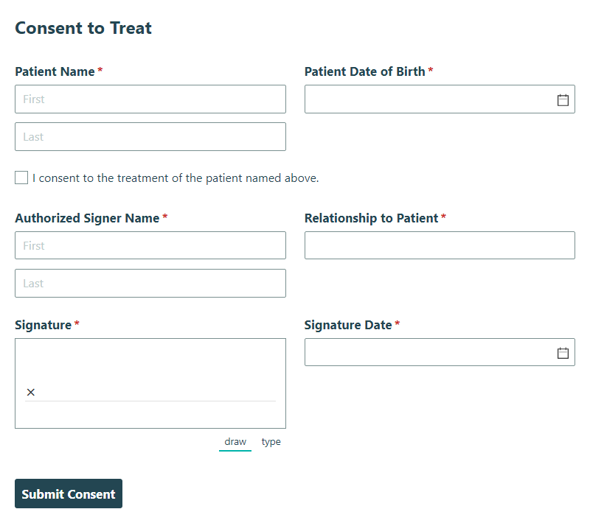 Go to Consent to Treat template