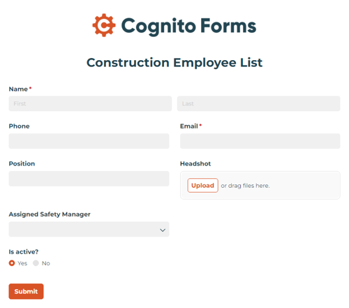 Go to Construction Employee List template