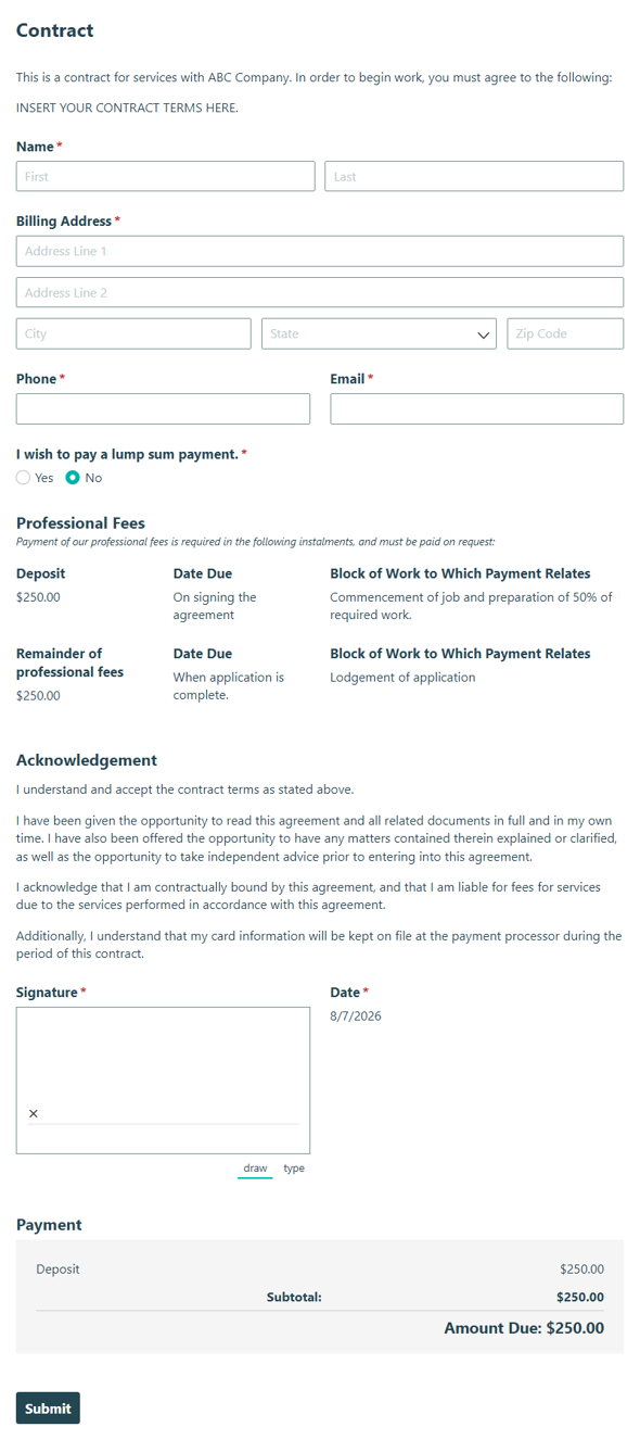 Go to Contract Form template